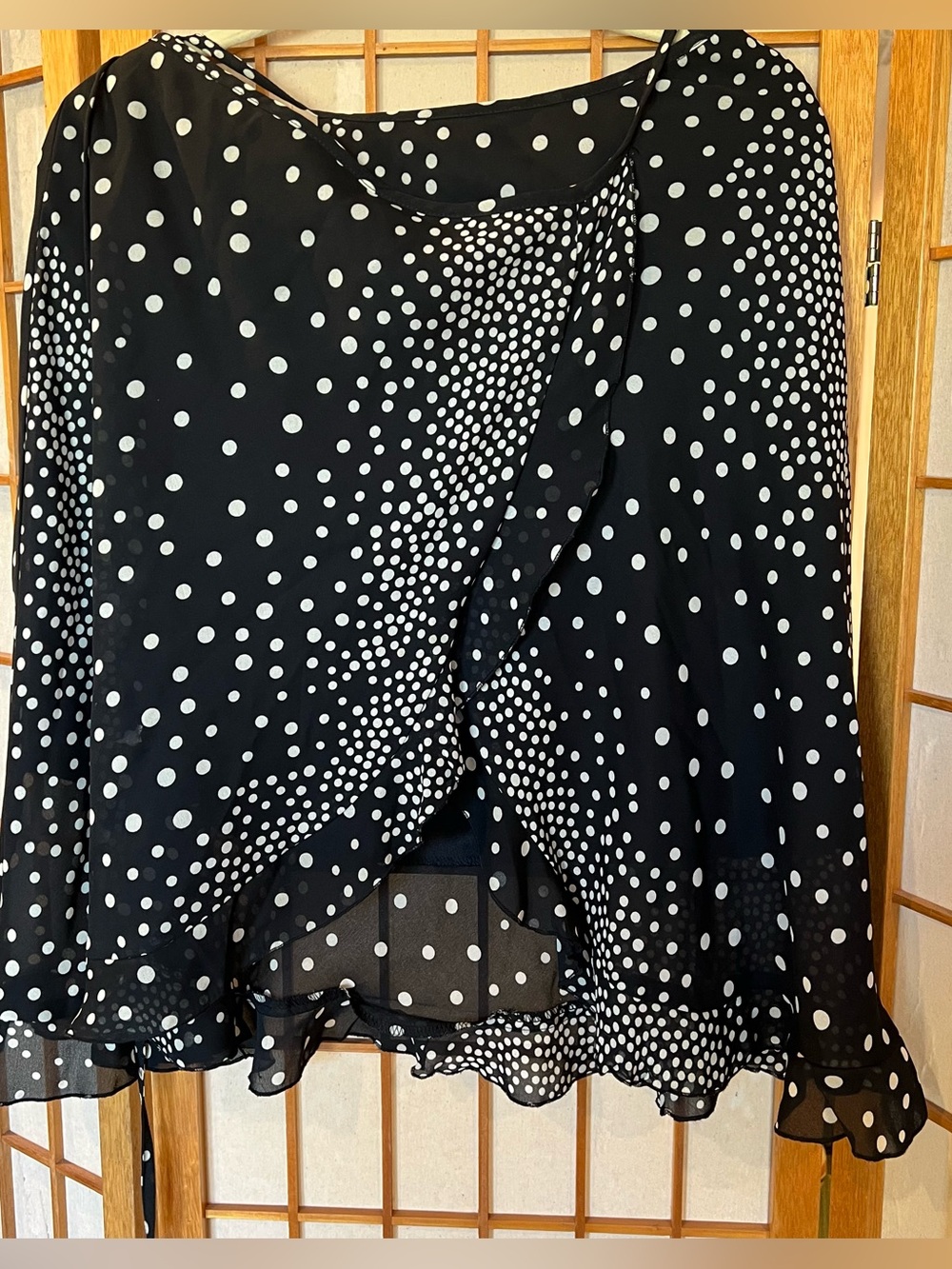 Vintage 90s Wanted Clothing Co Polka Dot Sheer Ruffle Wrap Midi Skirt USA L